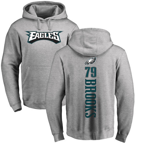 Men Philadelphia Eagles #79 Brandon Brooks Ash Backer NFL Pullover Hoodie Sweatshirts->nfl t-shirts->Sports Accessory
